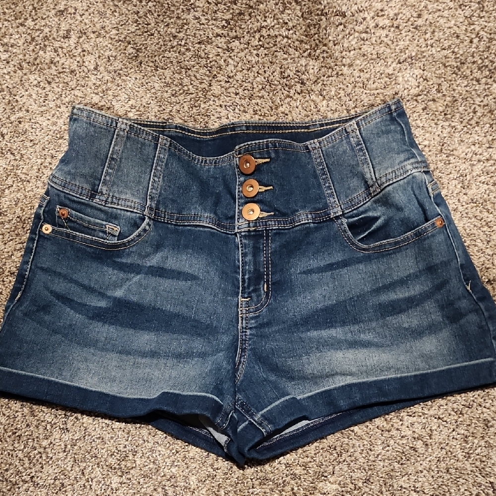 No Boundaries Super Soft And Stretchy High Waist Blue Shorts Relaxed Fit